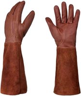 1 paar - Tuinhandschoenen - S - 40 cm - Tuinhandschoenen voor dames/heren - Doornbestendig - Tuinhandschoenen met lange leren - Zware handschoen - Geschikt voor Rozen/Bramen Snoei - Bruin