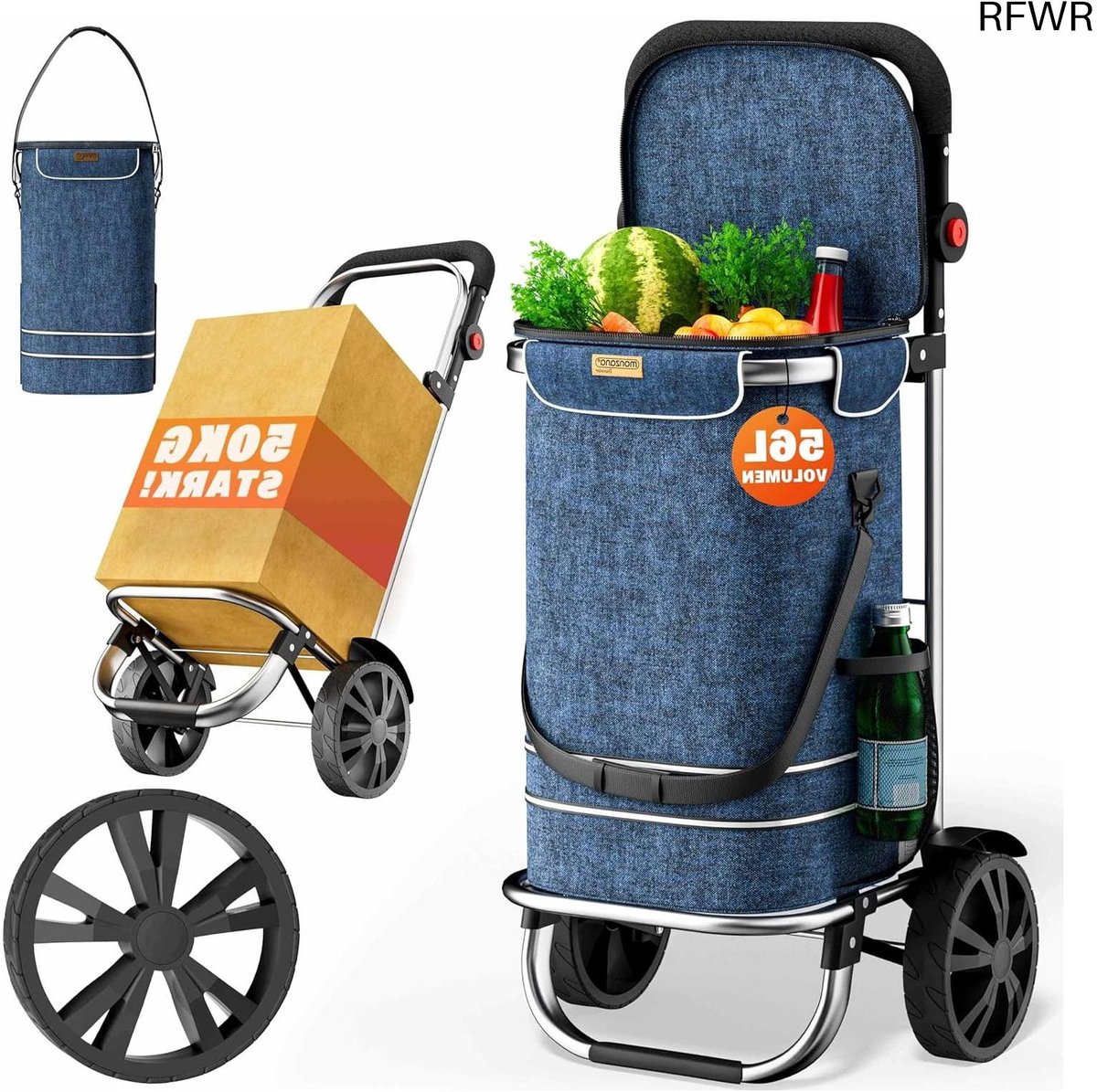 RFWR® Vouwbare Boodschappentrolley 56L - Multifunctionele Winkelwagen