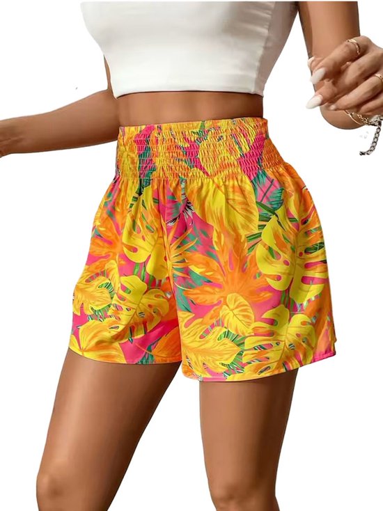 Short d'été court femme - Taille haute - Pantalon tendance - Élégant - Fleurs