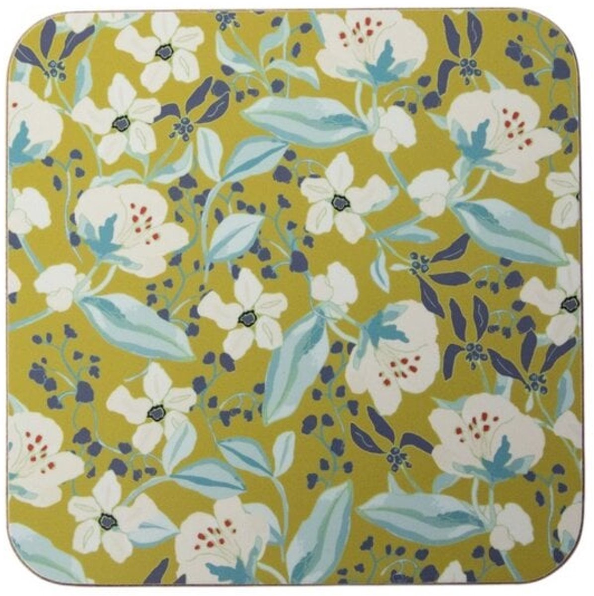 Mars & More Onderzetter bloemen groen 10x10cm (set van 6)