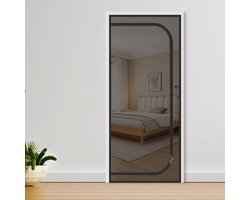 Katten Hordeur, extra hoog anti-kattennet, anti-diefstal deur, anti-muggen, anti-katten krabnet, met ritssluiting, geschikt voor woonkamer, keuken, slaapkamer, Zwart，100x220cm