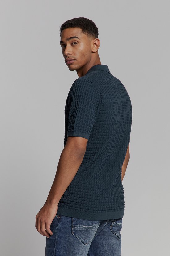 Pullover Short Sleeve Polo V Solid Jacquard