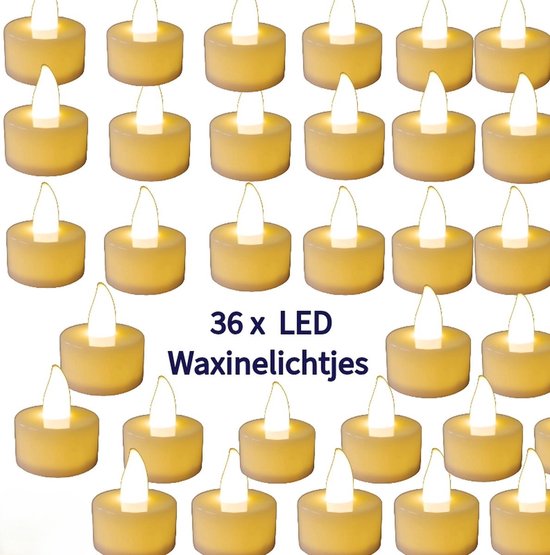 LED Waxinelichtjes -36 Stuks- Theelichtjes - op Batterij - Warm Wit -