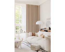 Home of Curtains - ELSA - Rideau - Avec bande plissée - Occultant - 144x180 cm - Beige - 1 pièce