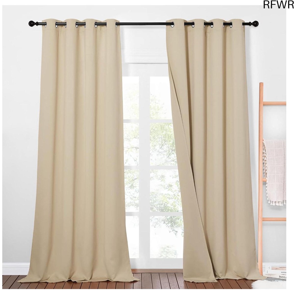 RFWR® 100% Verduisterende Gordijnen voor Woonkamer en Slaapkamer - Akoestisch en Isolerend, 132x240cm, 2 Stuks