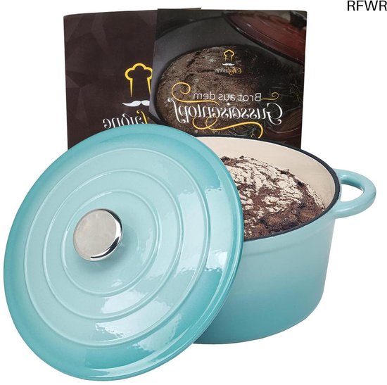 Navaris gietijzeren braadpan met deksel - Dutch oven - Geëmailleerde pan - Geschikt voor inductie, gas en keramisch koken - Groen