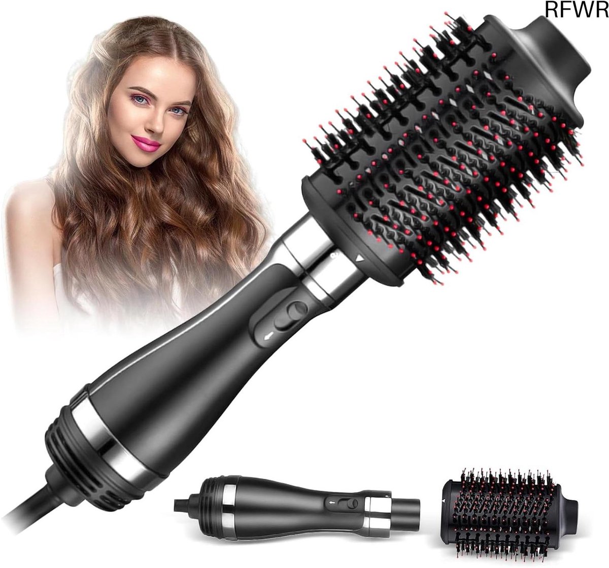 RFWR® Professionele 4-in-1 Haardrogerborstel voor Drogen en Stylen, Met 3 Temperatuurniveaus en Ionentechnologie