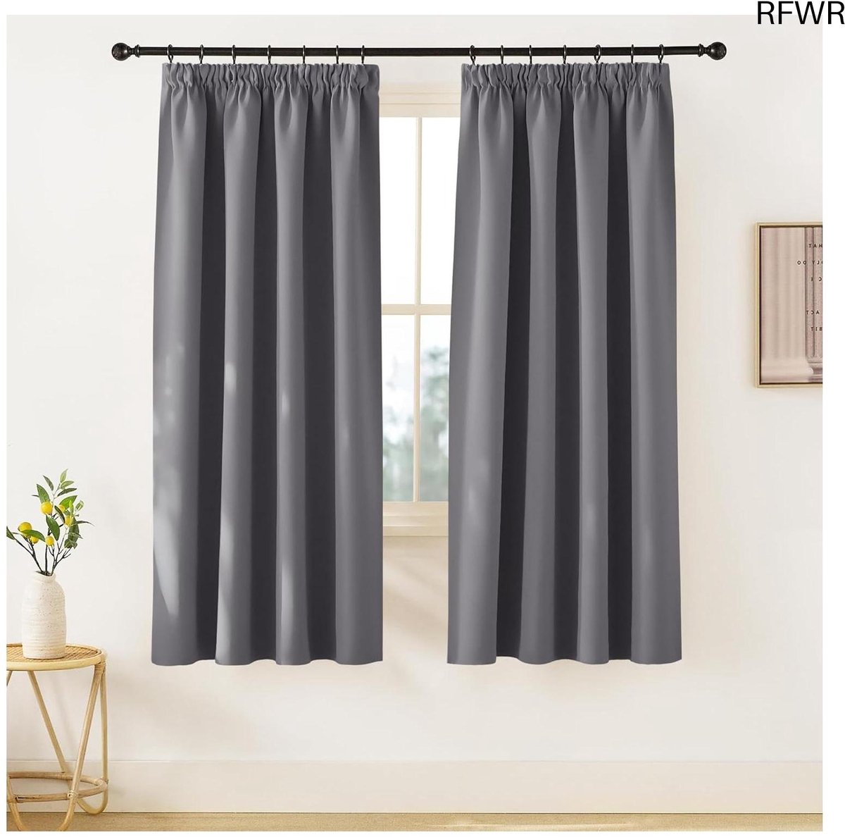 RFWR Warmte-isolerende Verduisteringsgordijnen voor Woonkamer en Slaapkamer - Modern Design, Grijs, 140B x 175H cm (2 Panelen)