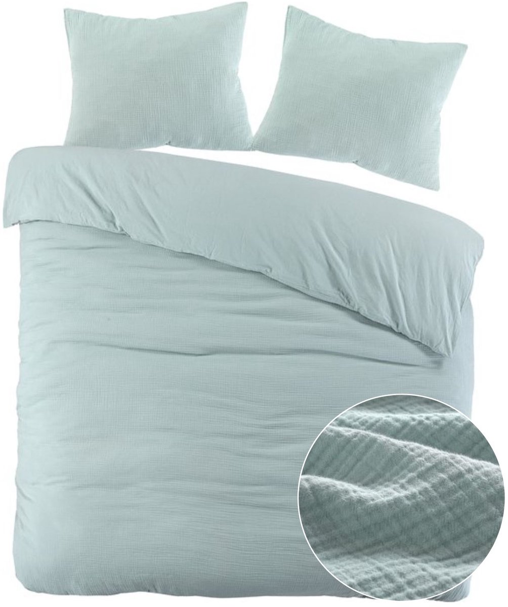 Papillon Dekbedovertrek Mousseline Groen - 240x200/220 cm - 100% Percale Katoen - Hoogwaardige kwaliteit