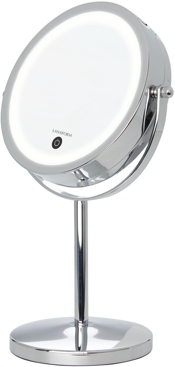 Bol.com Lanaform - Stand Mirror X10 - Staande Passpiegel - Make-upspiegel - Verlichte Ledspiegel - Vergrotende Werking X1/ X10 -... aanbieding