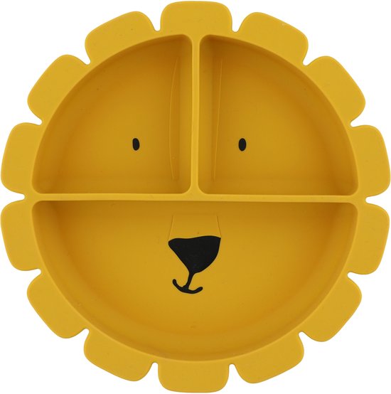 Trixie Kinderbord met Vakjes - Mr. Lion - Bord met Zuignap - Voor baby's vanaf 4 maanden - van Siliconen - Geschikt voor de Vaatwasser