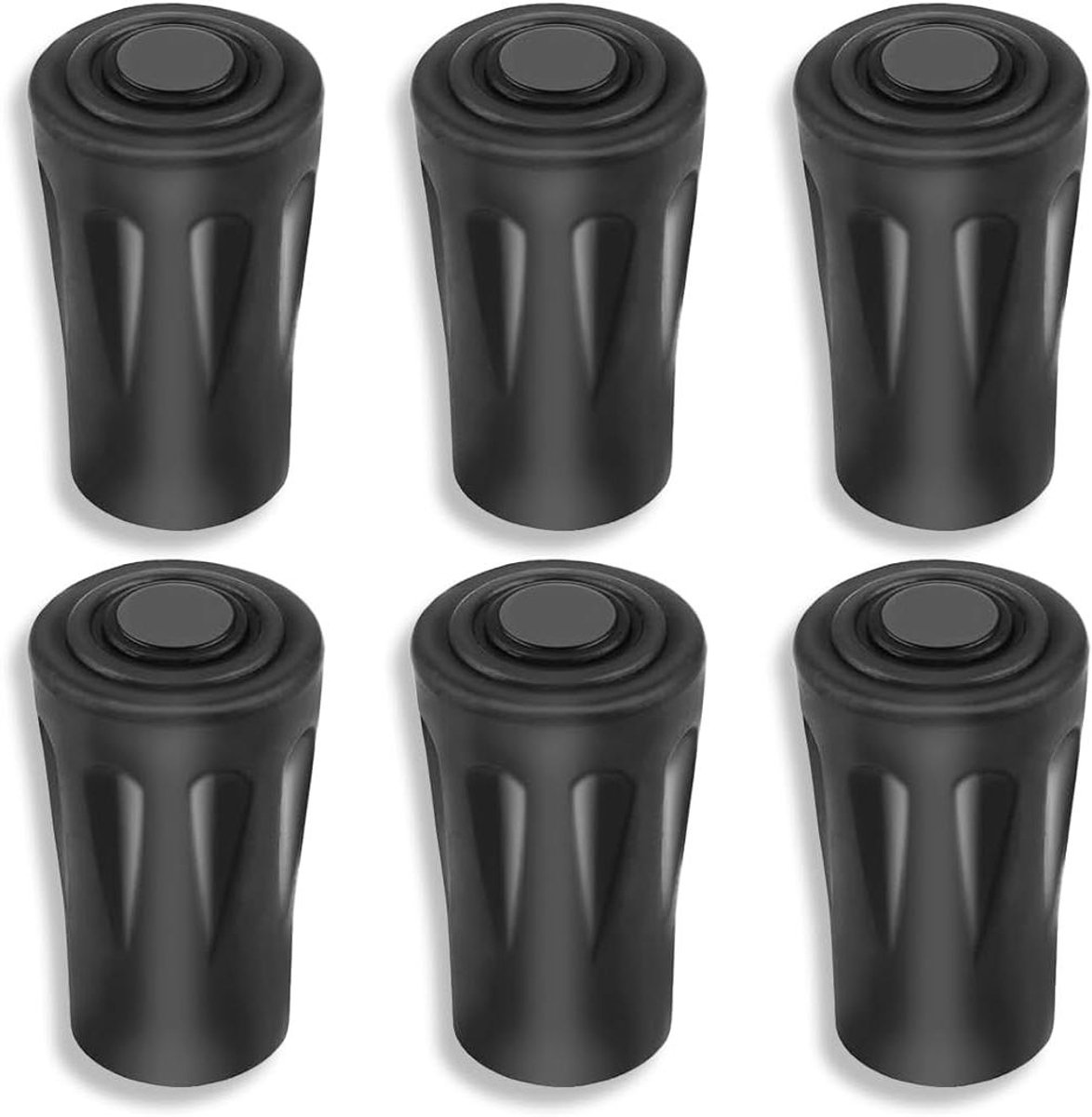 Allecto Plus - Nordic Walking-stokken set van 6 stuks met rubberen buffers voor wandelstokken - diameter 11 mm - voor wandelen op asfalt en grind bergen