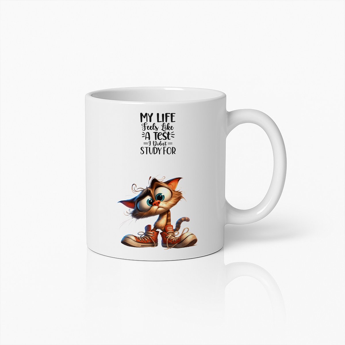 Schattige Kat Studie Mok met Motivatiequote – Grappige Koffiebeker voor Studenten