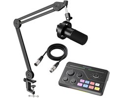 FIFINE - Starterspack 3.0 - K688 & BM63 & SC8 & L9 - Podcast Starterspack - Gaming Streaming - USB/XLR Microfoon - Streaming Deck - Boomarm - DJ Mixer - XLR Kabel
