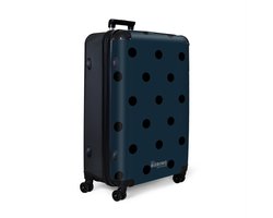 NoBoringSuitcases.com NoBoringSuitcases.com® - Koffer groot - Reiskoffer lichtgewicht - Blauwe achtergrond met zwarte stippen - Rolkoffer met 4 wielen - 98 liter bagage