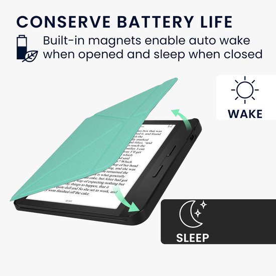 kwmobile e-reader hoesje geschikt voor Kobo Libra H2O hoes - Ereader flip case met standaard - E reader cover van kunstleer - In mintgroen van Merkloos — afbeelding 5