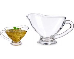Glozini Juskom - Set van 2 - Jus Kom - Sauskom - Sauskan - Saus Schenkkan - Saus Schenker - Saucière - Jusbootje - Glas - 220ml