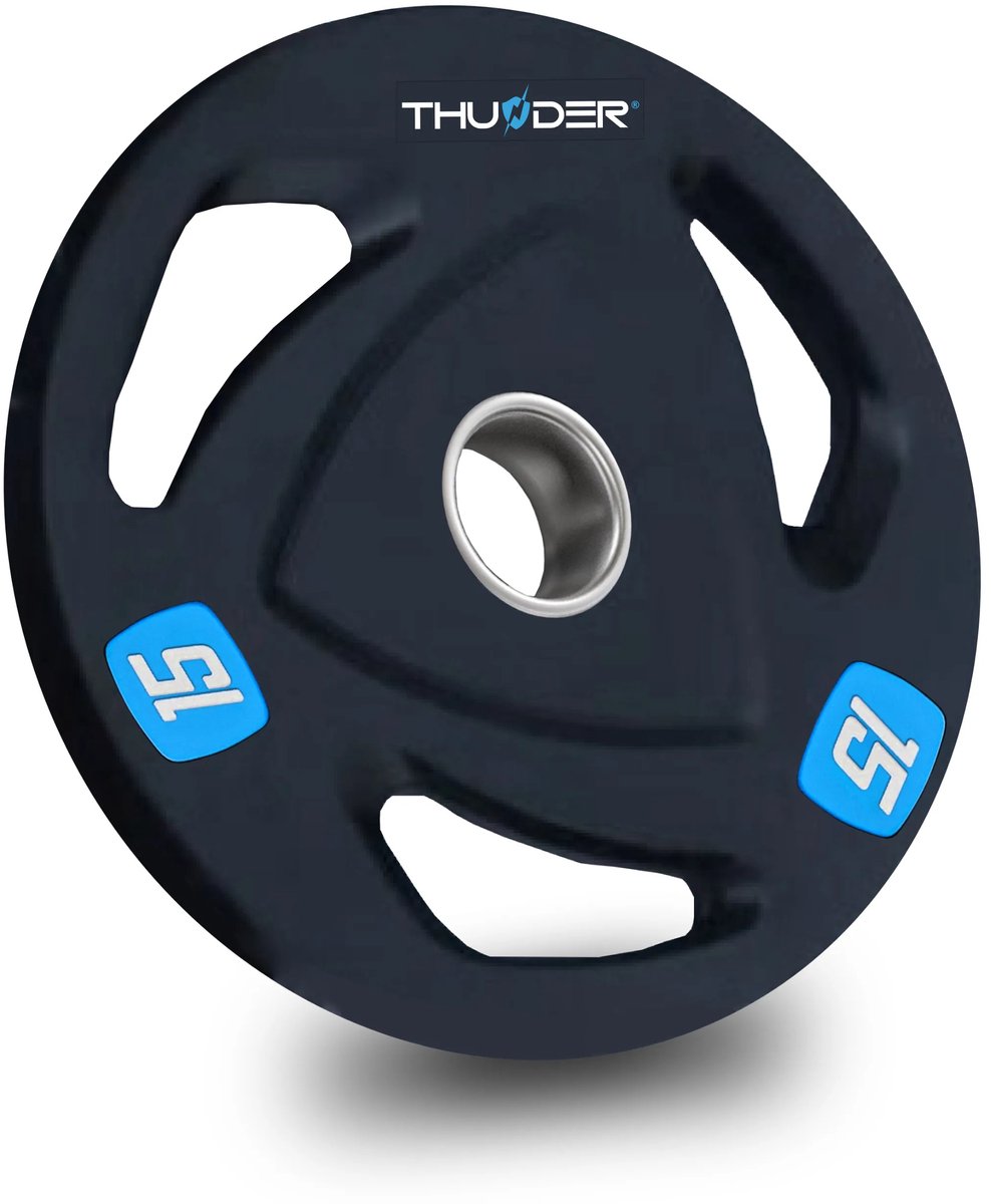 THUNDER® Olympische Gewichtsschijf | OLYMPIC-PLATE-15KG | Olympisch massief gietijzer bedekt met antislip rubber | 50mm Boring | Voor Krachttraining & Gym | Antislip & Duurzaam | Per Stuk – Professionele Kwaliteit