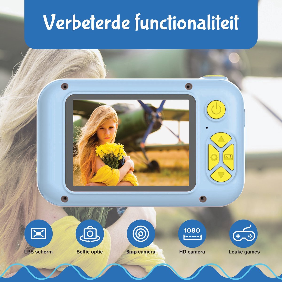 Ilona® Digitale Kindercamera HD 1080p - Speelgoedcamera - 32GB micro sd kaart - Fototoestel Voor Kinderen - Blauw — afbeelding 4