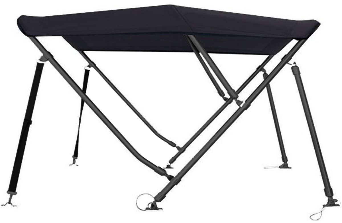 Navishade 3-Boogs black aluminium Biminitop Zonnetent - H117cm - ZWART Doek - Breedte 170-182cm