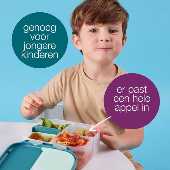 b.box Mini boîte à lunch | Boîte Bento à 3 compartiments (dont 2 étanches) | Idéal pour les tout-petits, déjeuners et Snacks pour les Enfants | Pour un fruit Heel | Sans BPA