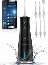 Strolox® Waterflosser – Draadloze Monddouche met 5 Standen – 6 Opzetstukken – Oplaadbaar – Tandsteen & Tandplak Verwijderaar - zwart