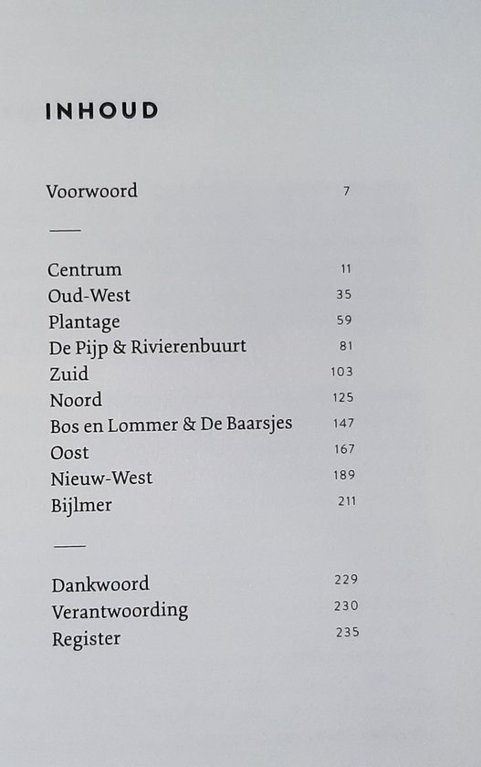 Inhoudsopgave van het boek met Nederlandse hoofdstukken en paginanummers.