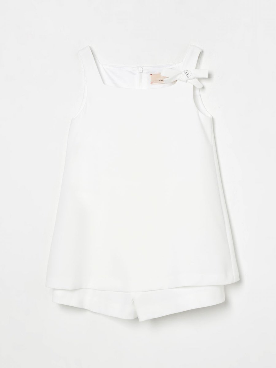 Layered Party Dress Bow Detail Kids - Yellow Cream Ropes Cords