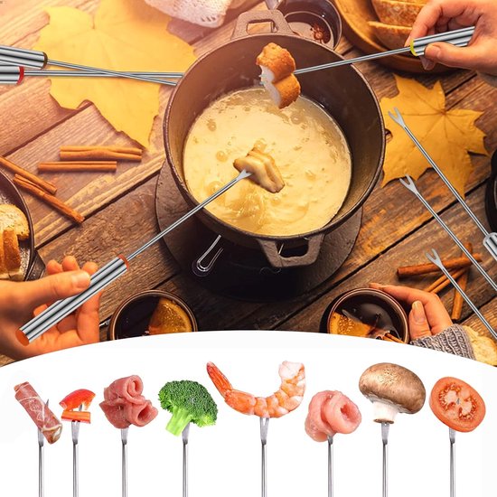 Fonduevorken 12 Stuks - Fondue Vorkjes - Fonduevork- Fondue Vorkjes Voor Vlees - Fonduevorkjes - Fondue Prikkers - Fondue Prikkers - Fonduevorken Set - Kaasfondue Vorkjes - Rvs - 24 Cm - Voor Chocoladefontein Kaasfondue Gebraden Marshmallows Fruit — afbeelding 3