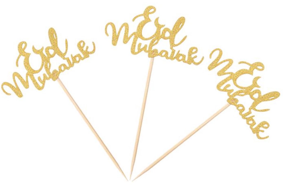 Prikkers Eid Mubarak goud - 12 stuks