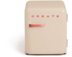 CREATE - Koelkast in retrostijl - Zand - Handvat Terracotta - FRIDGE RETRO 48L