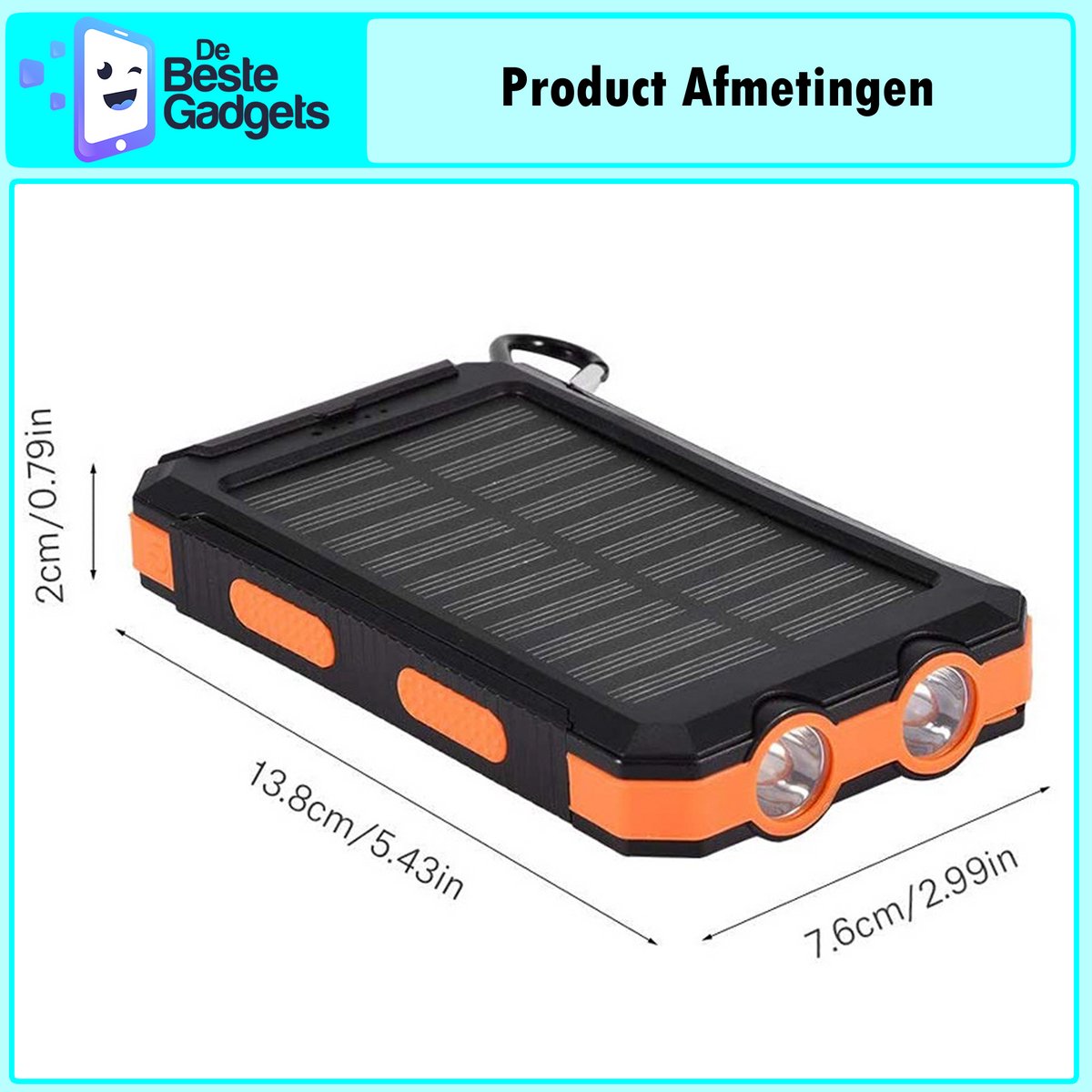 De Beste Gadgets - Solar Powerbank - 10000mAh - Powerbank - afbeelding 2