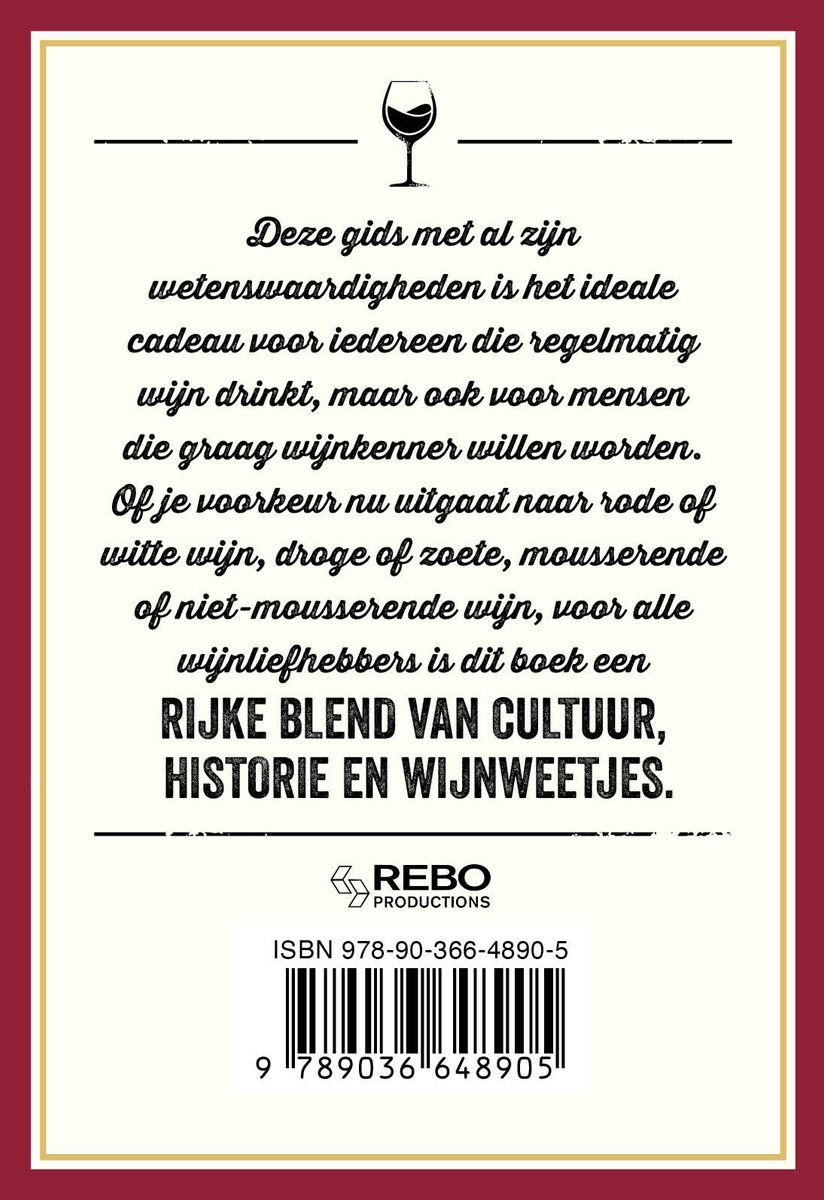 Achterkant van het boek 'Het kleine zakboek wijn' met tekst over de inhoud en ISBN.