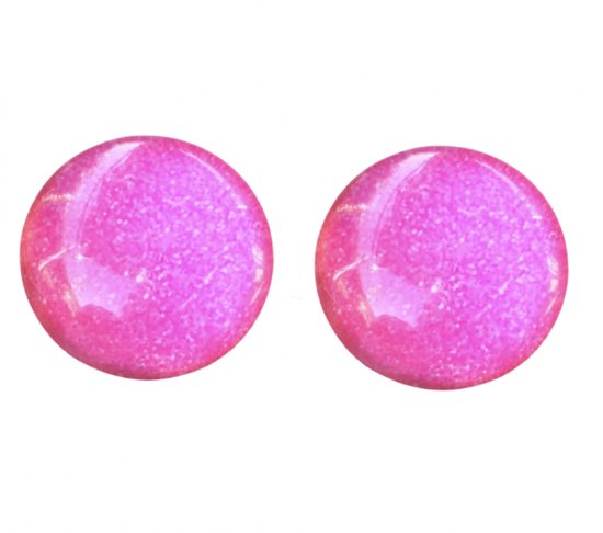 Clip Oorbellen-Roze-spikkel -2 cm- geen gaatje- Charme Bijoux