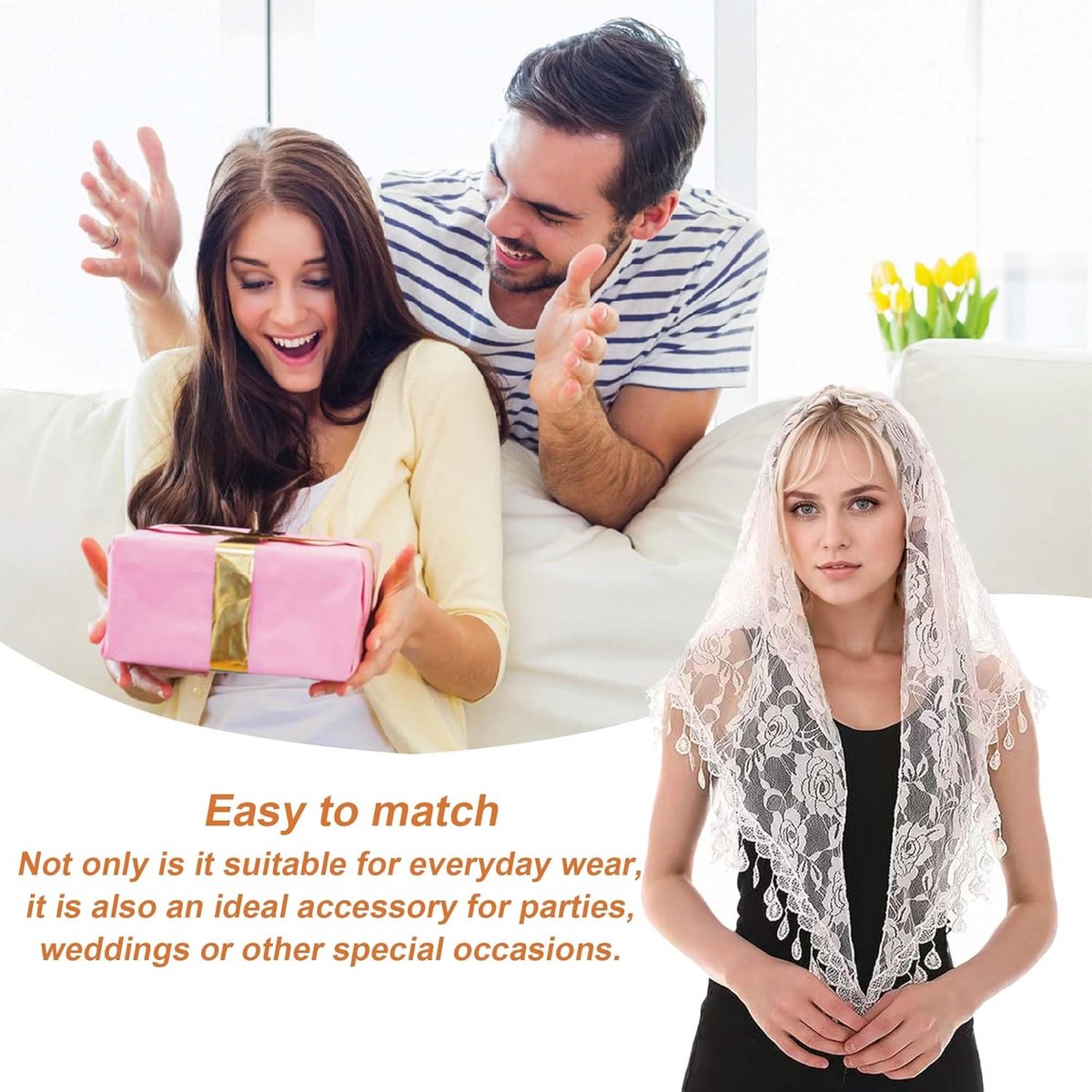LICHENGTAI Kant Mantilla Sjaal Sluier Tule Stola Korte Sluier Moslim Bruidssluier Bruiloft Haaraccessoires voor Vrouwen Latijn Mass Sluier