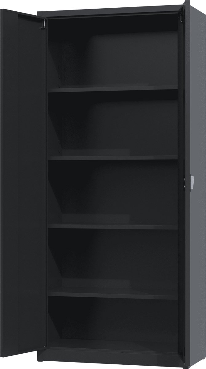 Archiefkast met slot - Kantoorkast - Opbergkast - 180x80x42 cm - Zwart