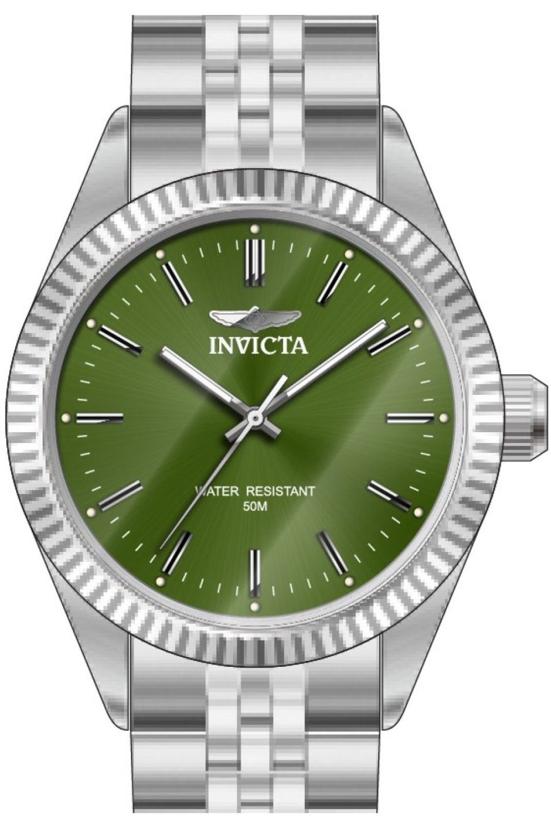 Invicta Specialty 49313 Heren Horloge - Waterdicht - Analoog - Quartz Uurwerk - Roestvrij Staal met groene Wijzerplaat - 43mm