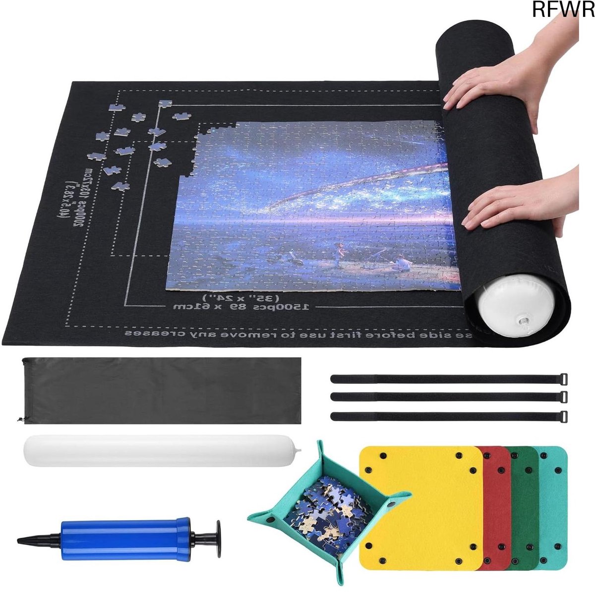 RFWR® Puzzelmat voor 2000 stukjes - Puzzelrol en opbergsysteem met sorteerbakjes