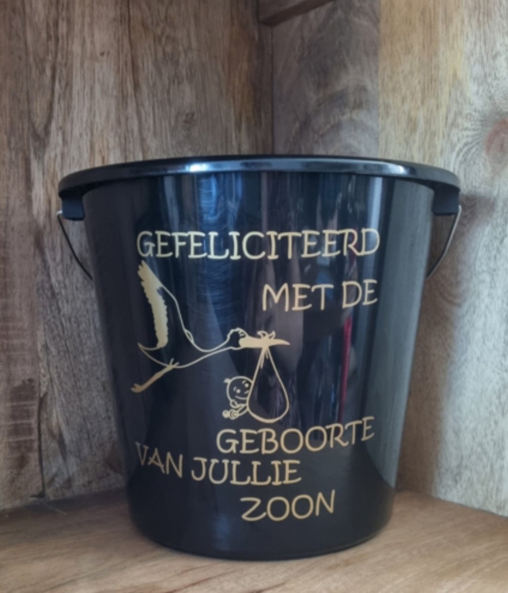 Cadrau emmer. Gefeliciteerd met de geboorte van jullie zoon. Bouwemmer 12 Liter