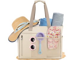 Ibenzoa® Ruime en Waterdichte Strandtas XXL voor Gezinsuitjes met Meerdere Vakken en Ritssluiting