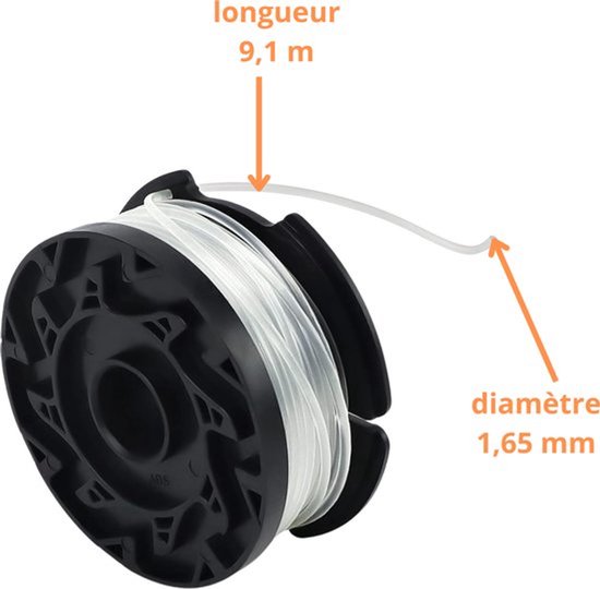 grastrimmer - Spoel van draadtrimmer vervangingsdraad AF-100-3ZP - geschikt voor Black & Decker bosmaaier Ø 1,65 mm lengte 9,1 m - Set van 8 spoelen + 2 hoes van Merkloos	 — afbeelding 2