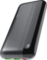 Voomy Powerbank 20000 mAh - Snellader 22.5W - LED Display - USB C & USB A - Universele Powerbank geschikt voor o.a. iOS/Android - Noodpakket - Zwart