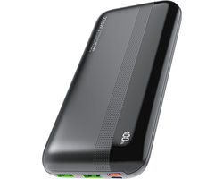Voomy Powerbank 20000 mAh - Snellader 22.5W - USB C & USB A - LED Indicator - Universele Powerbank geschikt voor o.a. iOS/Android - Noodpakket - Compact Ontwerp - Zwart
