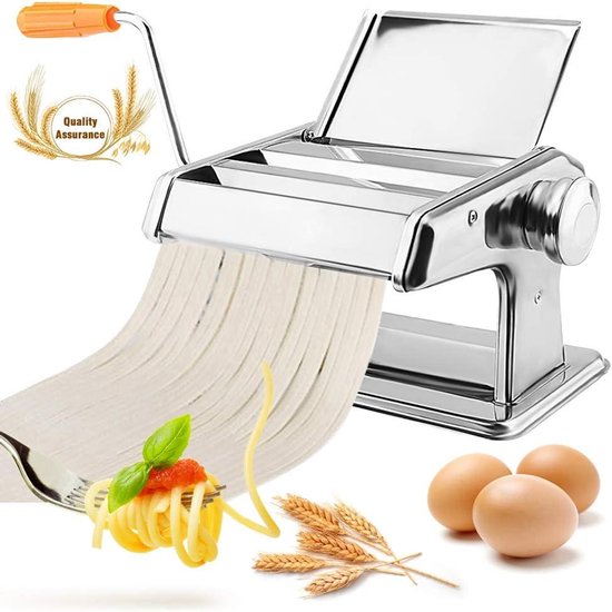 Roestvrijstalen pastamachine met 2 verschillende pastawalsen - Handmatige pastamachine voor zelfgemaakte spaghetti, fettuccine en lasagne - Antislip handvat van Merkloos — afbeelding 3