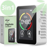 Compteur de CO2 Vestifex® - Compteur de qualité de l'air 3 en 1 - Compteur de CO2 intérieur - Thermomètre - Hygromètre - Comprend une alarme de CO2 et un câble USB