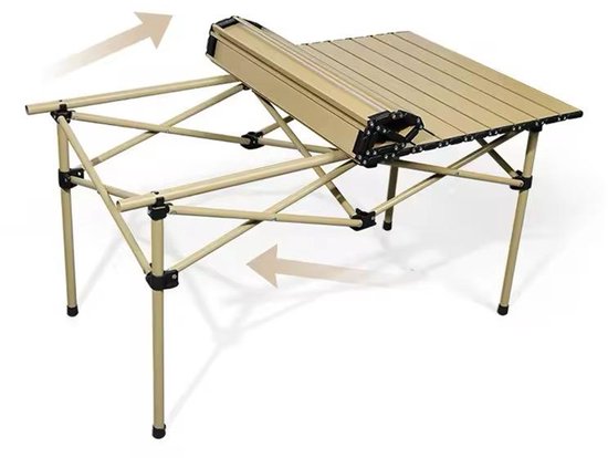 Opvouwbare Campingtafel 120 cm - Lichtgewicht & Duurzaam - Verstelbare Inklapbare Veldtafel - Beige: 120 × 55 × 50 cm — afbeelding 2