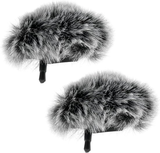 Foto: Allecto plus furry windkap microfoonhoes 2 stuks voor dji mic 2 zenders en osmo pocket 3 grijs geluidsopname accessoire met windbescherming