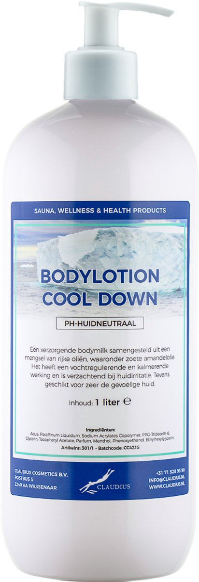 Bodylotion Cool Down 1 Liter met witte pomp - stijlvolle en duurzame uitstraling