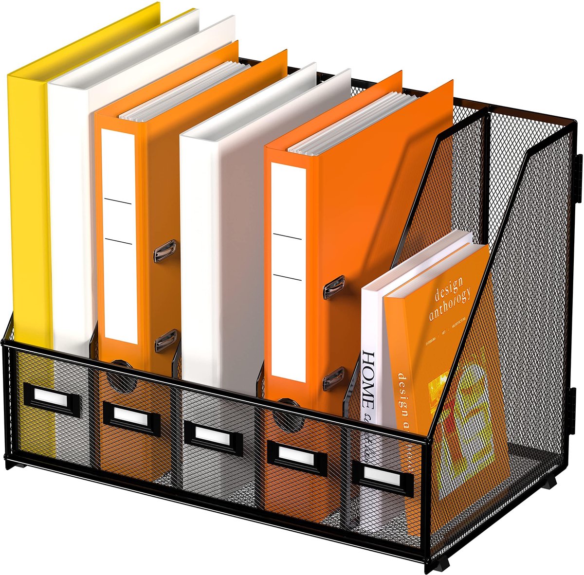 Ibenzoa Bureau-organizer voor Efficiënte Opslag en Organisatie met 5 Vakken - Zwart Metaal