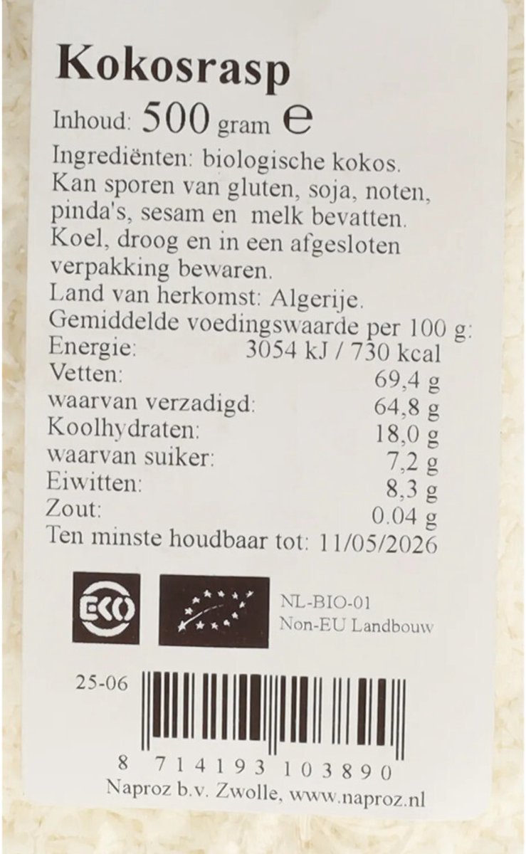 Kokosrasp bio
